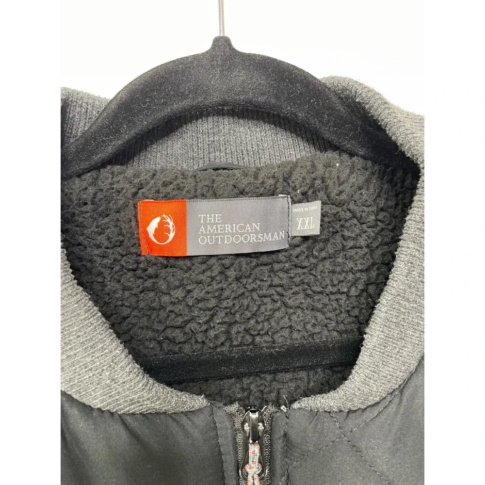 Men American‎ Outdoorsman XXL Black Quilted Vest Fleece Lined Pockets Trail Gorp